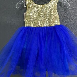 Sparkling Gold and Blue Kids dress